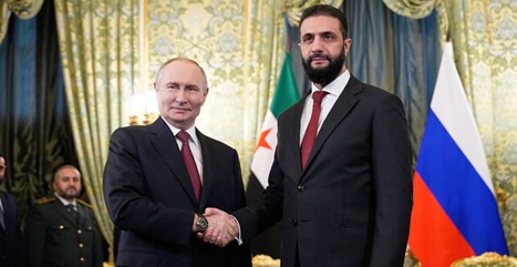 叙利亚临时领导人艾哈迈德·沙拉在莫斯科会见普京 叙利亚临时领导人艾哈迈德·沙拉在莫斯科会见普京